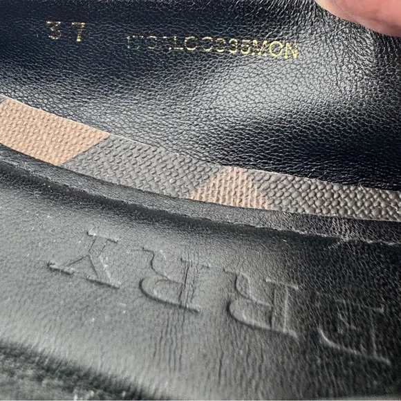 Burberry Nova Check Patent Leather Women's Black & Brown Checkered Ballet Flats - Picture 7 of 8